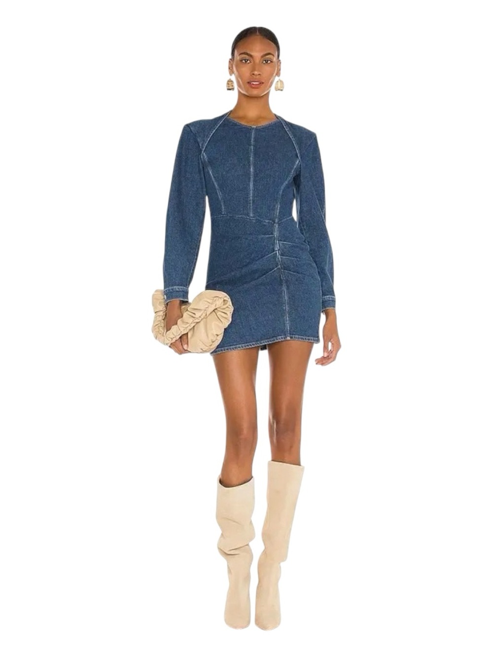 IRO PARIS Lenay Pleated Denim Mini Dress